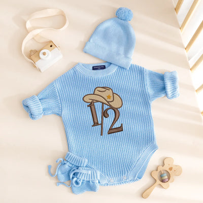 1/2 Birthday Western Cowboy Baby Romper