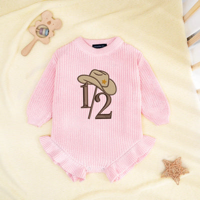 1/2 Birthday Western Cowboy Baby Romper