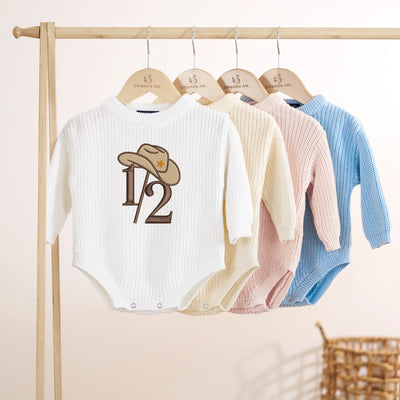 1/2 Birthday Western Cowboy Baby Romper
