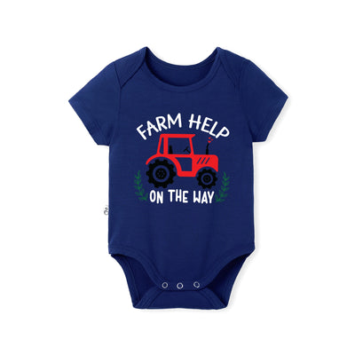 'Farm Help On The Way' Funny Bamboo Baby Onesie