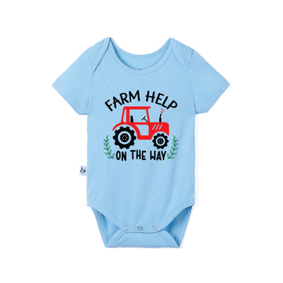'Farm Help On The Way' Funny Bamboo Baby Onesie