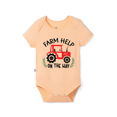 'Farm Help On The Way' Funny Bamboo Baby Onesie