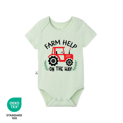 'Farm Help On The Way' Funny Bamboo Baby Onesie