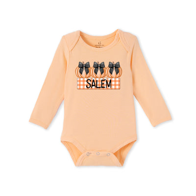 Personalized Halloween Trio Pumpkin Name Bamboo Baby Onesie