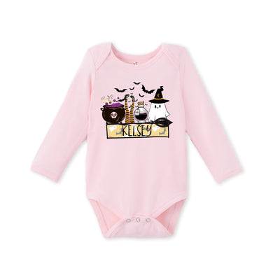 Custom Halloween Name Bamboo Baby Onesie