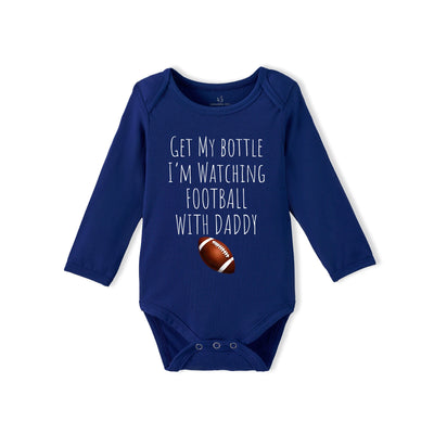 Get My Bottle Watching With Daddy Bamboo Football Baby Bodysuit