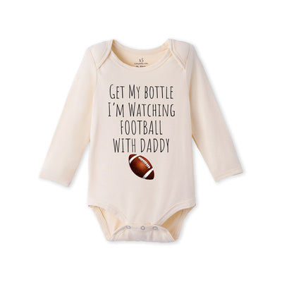Get My Bottle Watching With Daddy Bamboo Football Baby Bodysuit