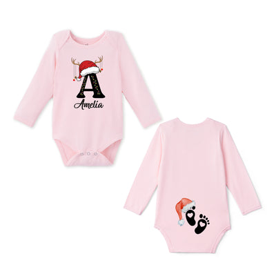 Custom Christmas Initial Bamboo Baby Onesie