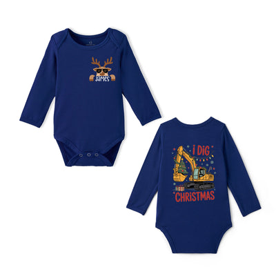 I Dig Christmas Custom Name Bamboo Baby Bodysuit