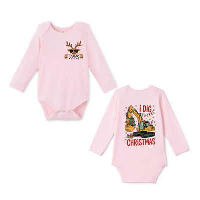 I Dig Christmas Custom Name Bamboo Baby Bodysuit