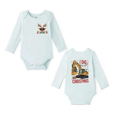 I Dig Christmas Custom Name Bamboo Baby Bodysuit