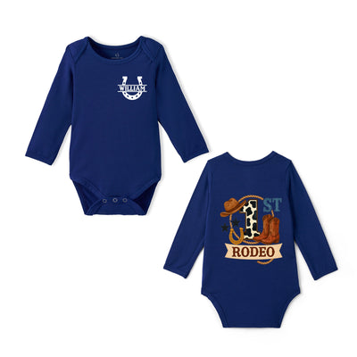 Custom My First Rodeo Bamboo Baby Bodysuit