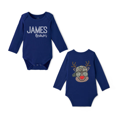 Custom Name Merry Christmas Bamboo Baby Bodysuit