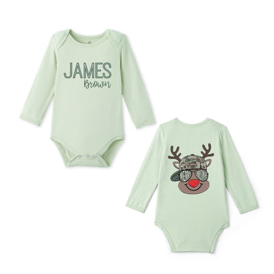 Custom Name Merry Christmas Bamboo Baby Bodysuit