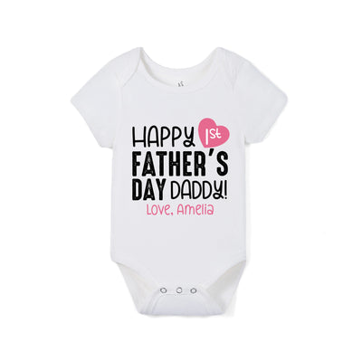 Custom Happy First Father's Day Baby Bamboo Onesie