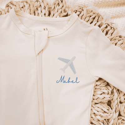 Embroidered Pilot Baby Name Pajamas - SwaddleAn