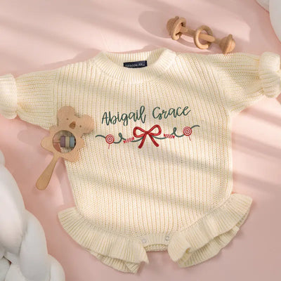 Baby Christmas Holiday Embroidery Romper - SwaddleAn