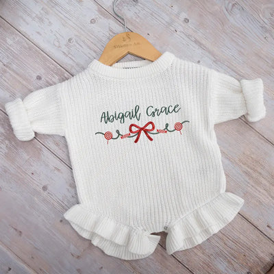Baby Christmas Holiday Embroidery Romper - SwaddleAn