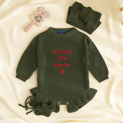 Embroidered Baby's Bestie Knit Romper