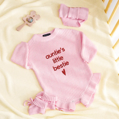 Embroidered Baby's Bestie Knit Romper
