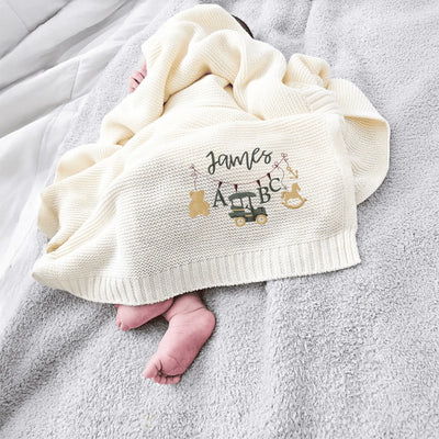 Baby Toys Embroidery Blanket with Name - SwaddleAn