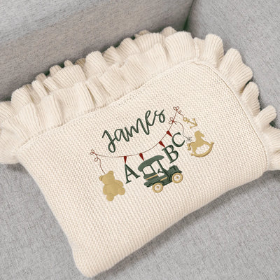 Baby Toys Embroidery Blanket with Name - SwaddleAn