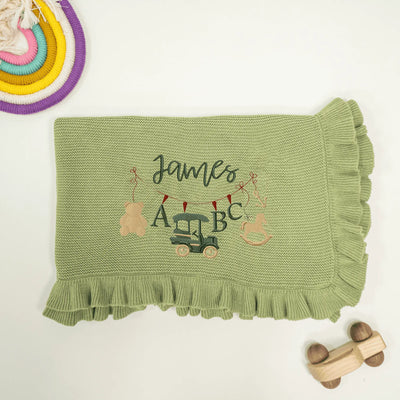 Baby Toys Embroidery Blanket with Name - SwaddleAn