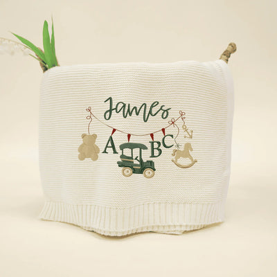 Baby Toys Embroidery Blanket with Name - SwaddleAn