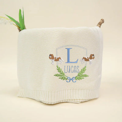 Cavalier King Charles Spaniel Dog Baby Embroidery Blanket