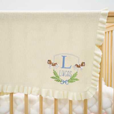 Cavalier King Charles Spaniel Dog Baby Embroidery Blanket