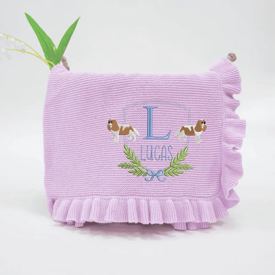 Cavalier King Charles Spaniel Dog Baby Embroidery Blanket