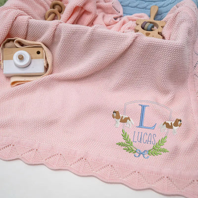 Cavalier King Charles Spaniel Dog Baby Embroidery Blanket