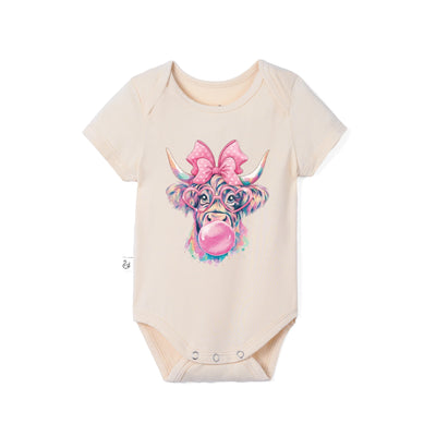 Coquette Highland Cow Bamboo Baby Onesie