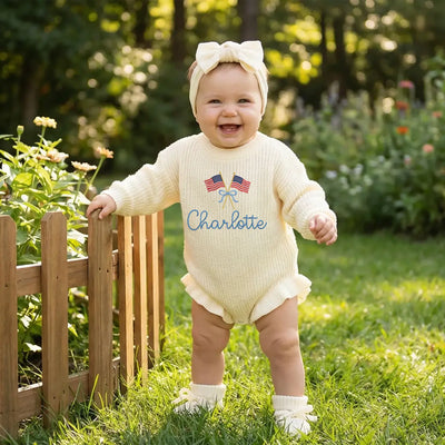 Custom 4th of July Baby Name Romper