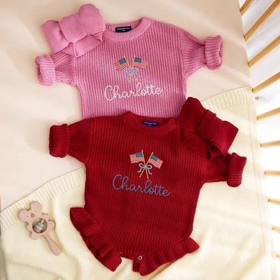 Custom 4th of July Baby Name Romper
