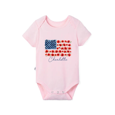 Custom America Flag Baby Name Onesie