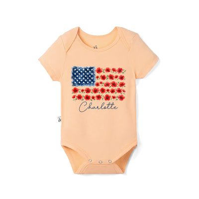 Custom America Flag Baby Name Onesie