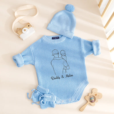 Custom Embroidery Dad and Baby Portrait Romper
