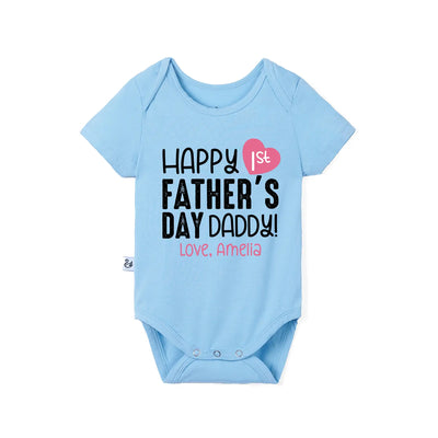 Custom Happy First Father's Day Baby Bamboo Onesie
