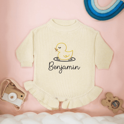 Custom Baby Duck Embroidery Romper - SwaddleAn