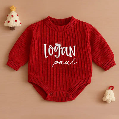 Custom Baby Name Santa Embroidered Romper - SwaddleAn