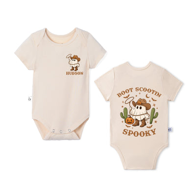 Custom Boot Scooting Spooky Name Halloween Bamboo Baby Bodysuit