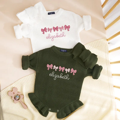 Custom Bow Baby Name Romper