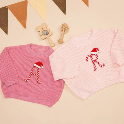 Personalized Candy Cane Initial Sweater - SwaddleAn