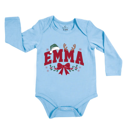 Custom Christmas Festival Baby Onesie with Name Bodysuit - SwaddleAn