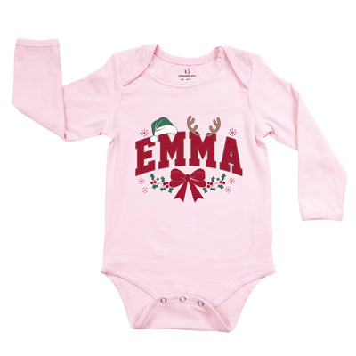 Custom Christmas Festival Baby Onesie with Name Bodysuit - SwaddleAn