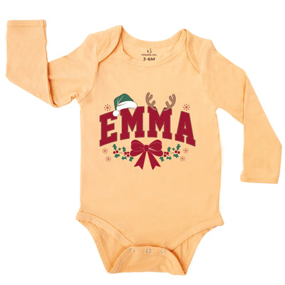Custom Christmas Festival Baby Onesie with Name Bodysuit - SwaddleAn