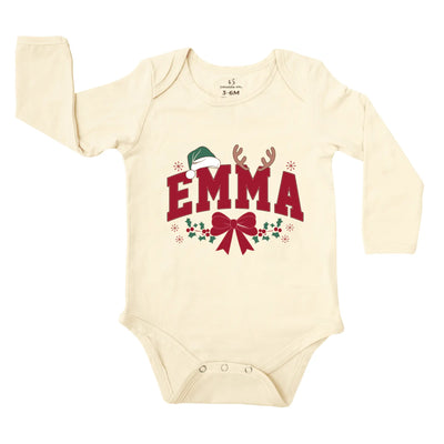 Custom Christmas Festival Baby Onesie with Name Bodysuit - SwaddleAn