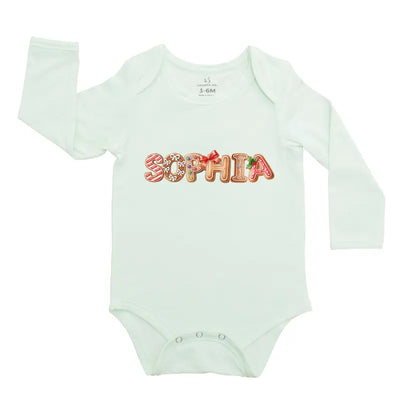 Custom Christmas Gingerbread Name Baby Onesie - SwaddleAn