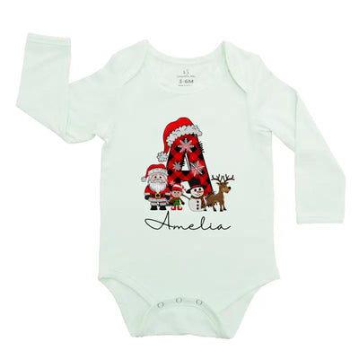 Custom Christmas Letter Santa Baby Onesie - SwaddleAn